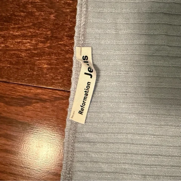 Reformation Soft Blue Ribbed Wrap Tee - Picture 2 of 2